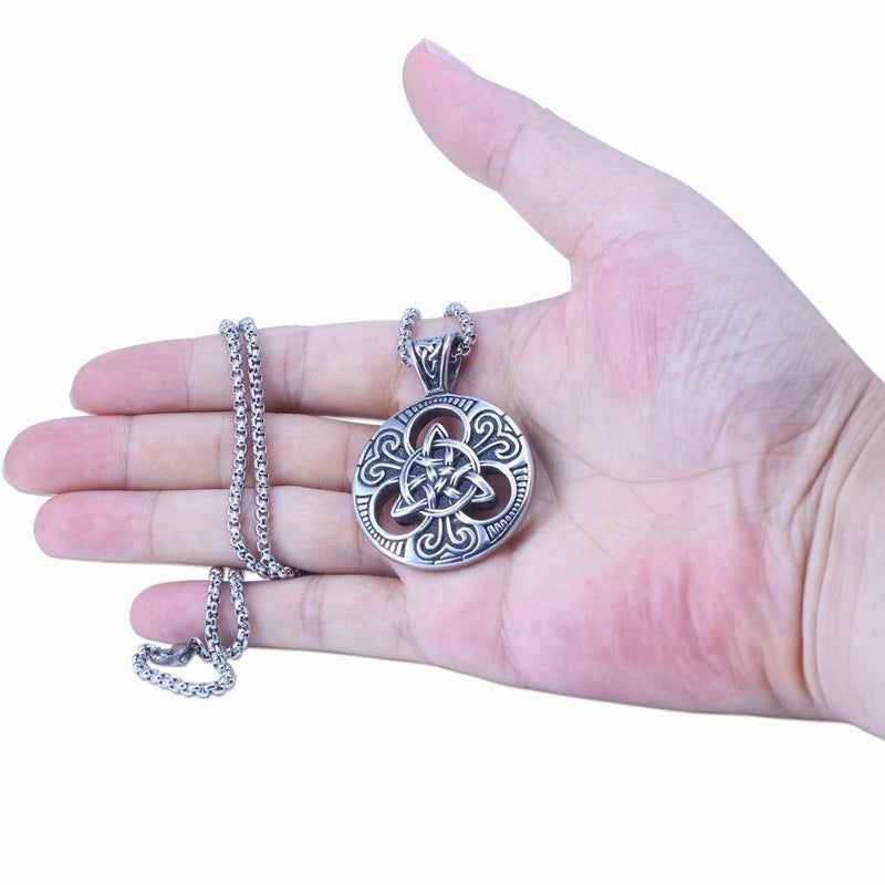 ENHONG Celtic Knot Necklace for Men,Stainless Steel Double Side Solid Heavy Pendant with Chain 24 Inches - Image 3